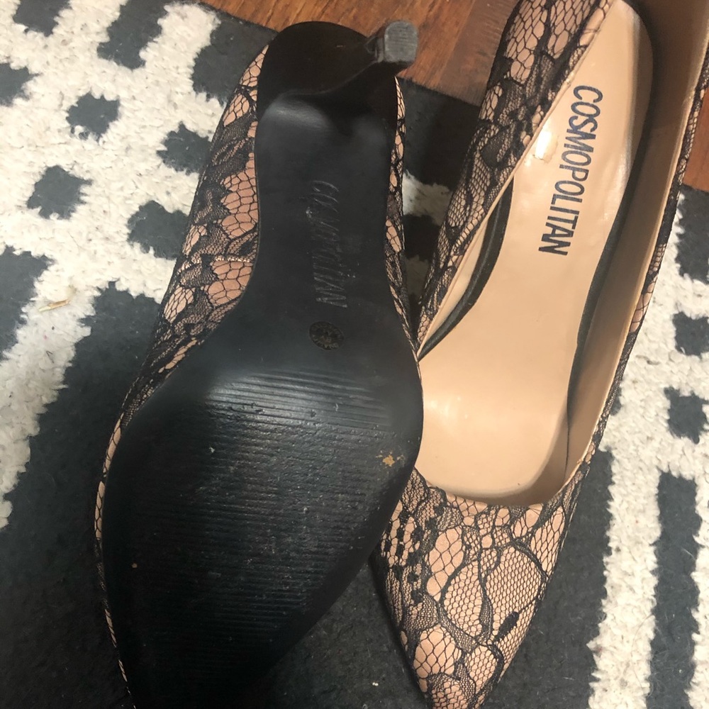 Black lace heels